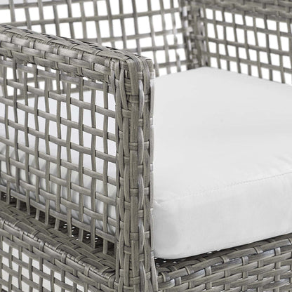 Aura Outdoor Patio Wicker Rattan Dining Armchair - Gray White