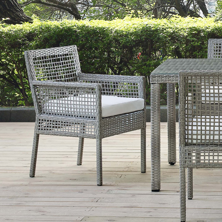 Aura Outdoor Patio Wicker Rattan Dining Armchair - Gray White