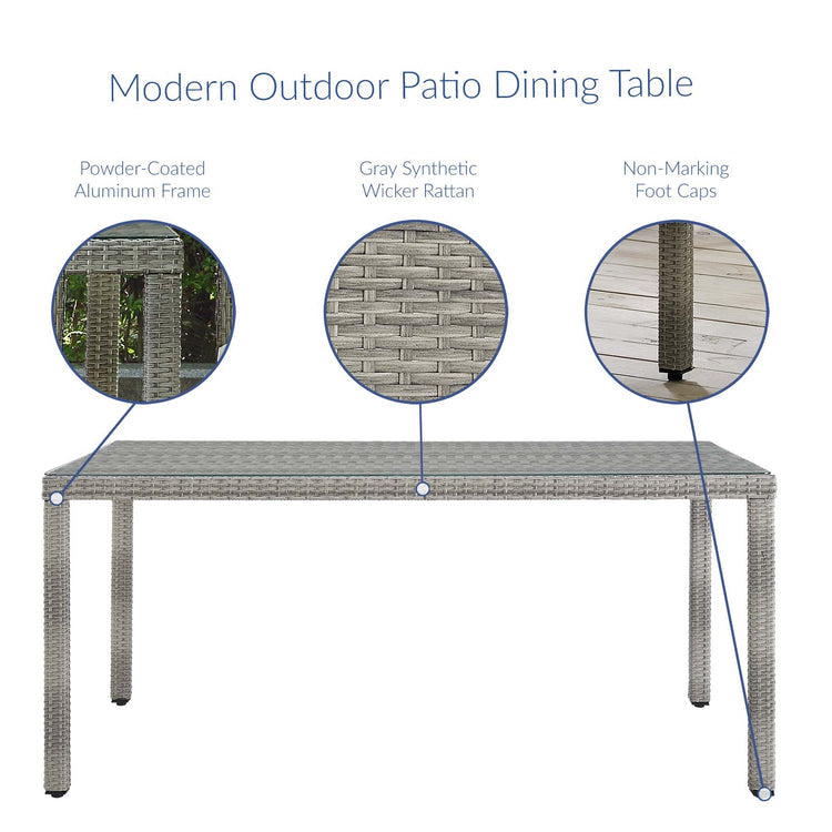 Aura 7 Piece Outdoor Patio Wicker Rattan Set - Gray White