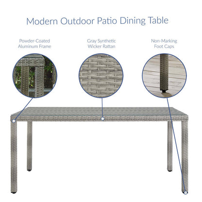 Aura 7 Piece Outdoor Patio Wicker Rattan Set - Gray White