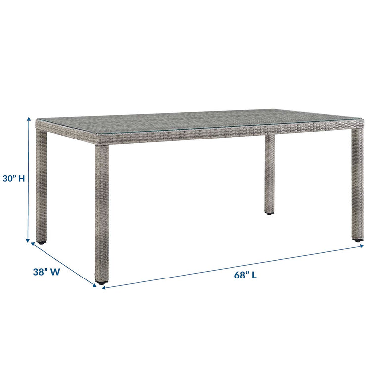 Aura 68" Outdoor Patio Wicker Rattan Dining Table - Default Title