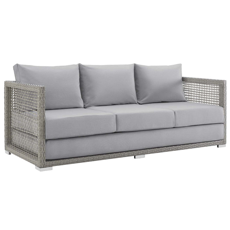Aura Outdoor Patio Wicker Rattan Sofa - Gray Gray