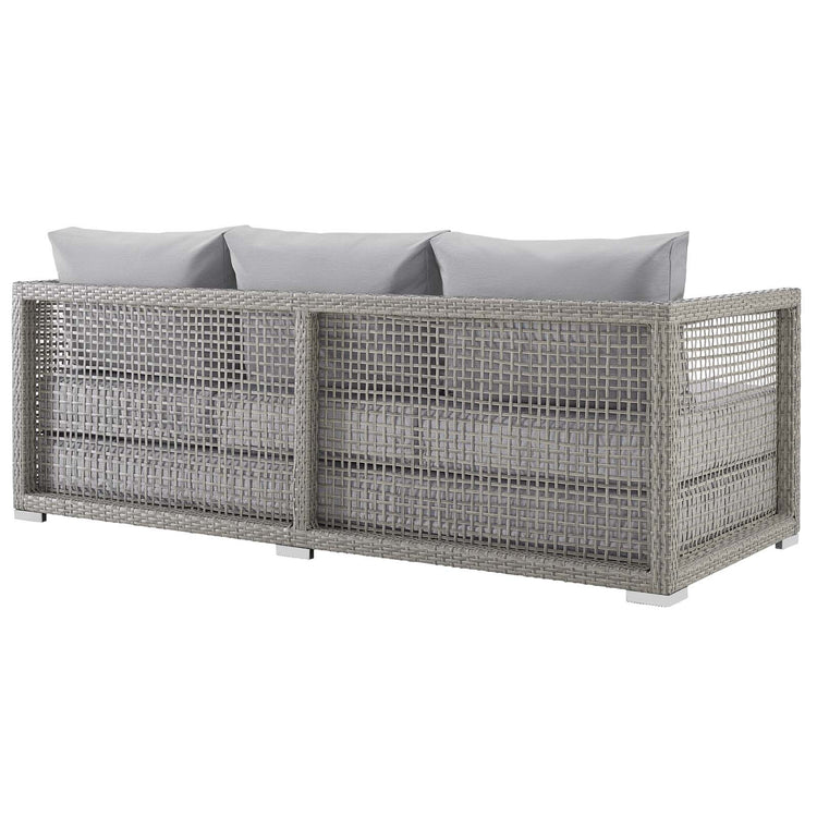 Aura Outdoor Patio Wicker Rattan Sofa - Gray Gray