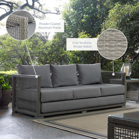 Aura Outdoor Patio Wicker Rattan Sofa - Gray Gray