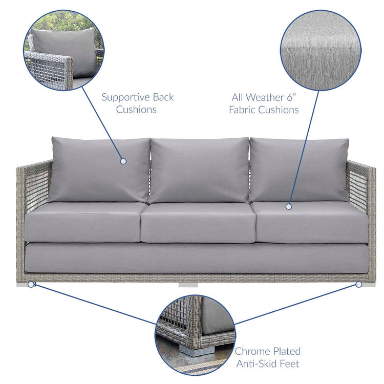 Aura Outdoor Patio Wicker Rattan Sofa - Gray Gray