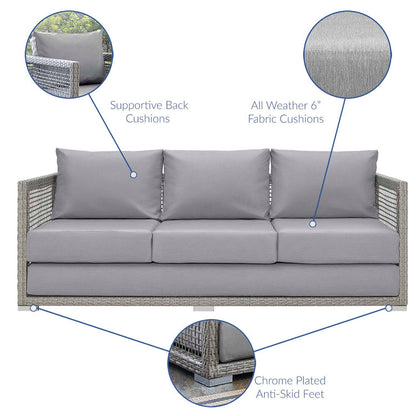 Aura Outdoor Patio Wicker Rattan Sofa - Gray Gray