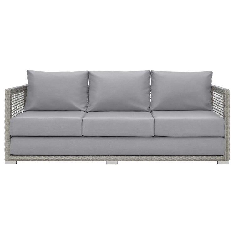 Aura Outdoor Patio Wicker Rattan Sofa - Gray Gray