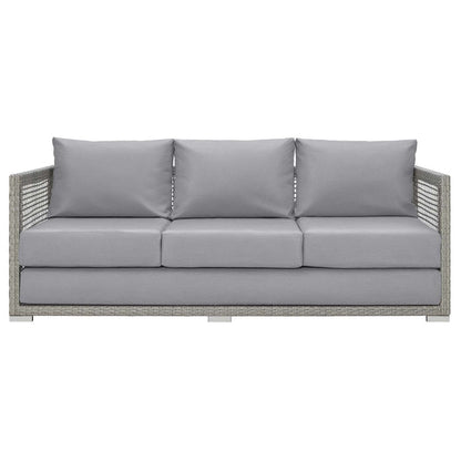Aura Outdoor Patio Wicker Rattan Sofa - Gray Gray