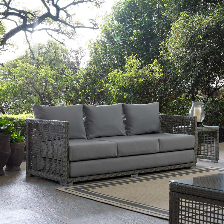 Aura Outdoor Patio Wicker Rattan Sofa - Gray Gray