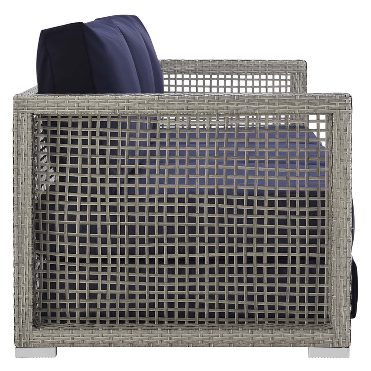 Aura Outdoor Patio Wicker Rattan Sofa - Gray Navy