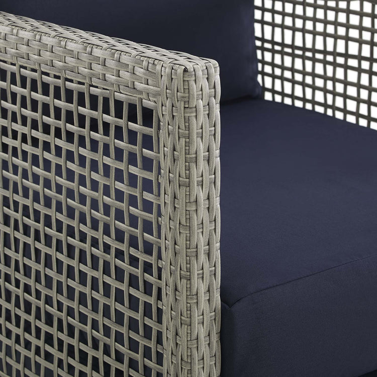 Aura Outdoor Patio Wicker Rattan Sofa - Gray Navy