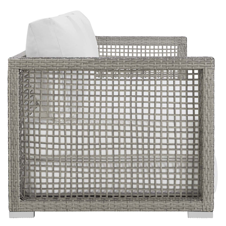 Aura Outdoor Patio Wicker Rattan Sofa - Gray White