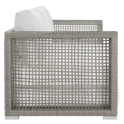 Aura Outdoor Patio Wicker Rattan Sofa - Gray White