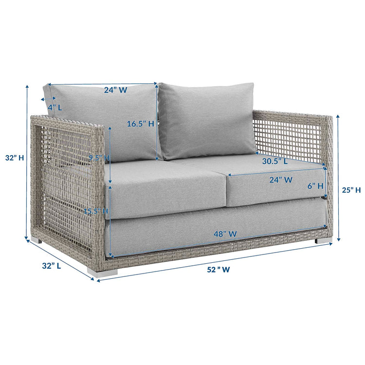 Aura Outdoor Patio Wicker Rattan Loveseat - Gray Gray