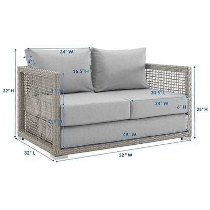 Aura Outdoor Patio Wicker Rattan Loveseat - Gray Gray