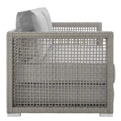 Aura Outdoor Patio Wicker Rattan Loveseat - Gray Gray