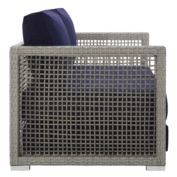 Aura Outdoor Patio Wicker Rattan Loveseat - Gray Navy