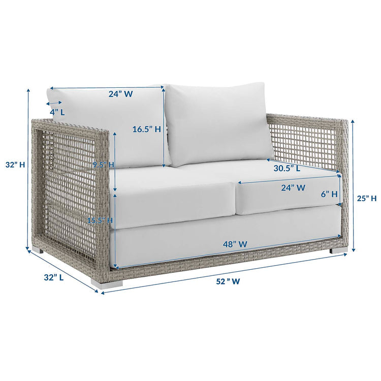 Aura Outdoor Patio Wicker Rattan Loveseat - Gray White