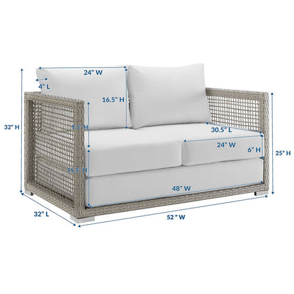 Aura Outdoor Patio Wicker Rattan Loveseat - Gray White