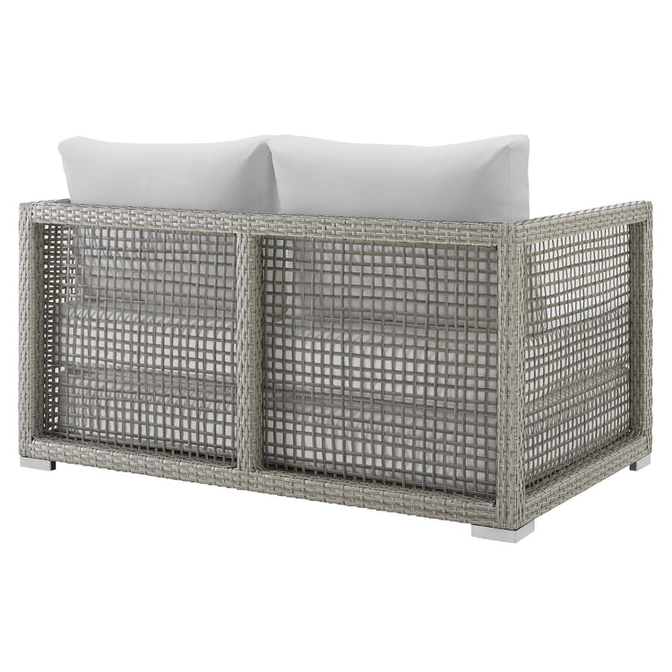 Aura Outdoor Patio Wicker Rattan Loveseat - Gray White
