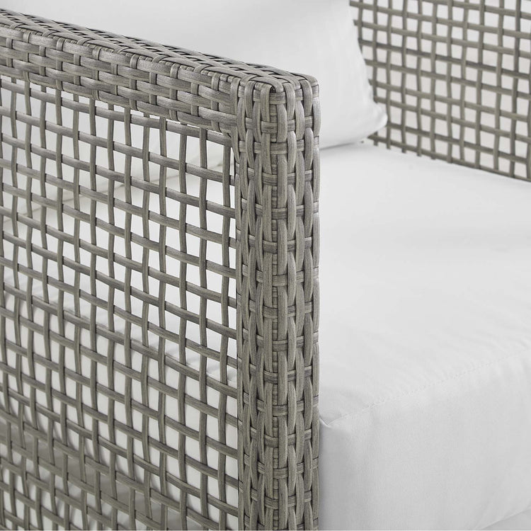 Aura Outdoor Patio Wicker Rattan Loveseat - Gray White