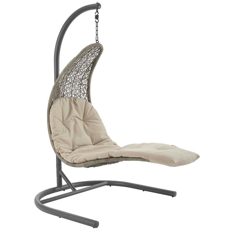 Landscape Hanging Chaise Lounge Outdoor Swing Chair - Light Gray Beige