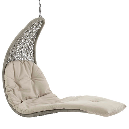 Landscape Hanging Chaise Lounge Outdoor Swing Chair - Light Gray Beige