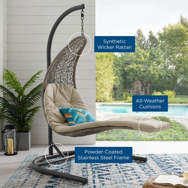 Landscape Hanging Chaise Lounge Outdoor Swing Chair - Light Gray Beige