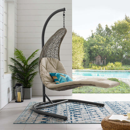Landscape Hanging Chaise Lounge Outdoor Swing Chair - Light Gray Beige