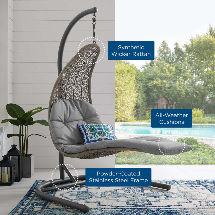 Landscape Hanging Chaise Lounge Outdoor Swing Chair - Light Gray Gray