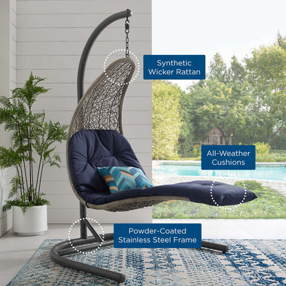 Landscape Hanging Chaise Lounge Outdoor Swing Chair - Light Gray Navy