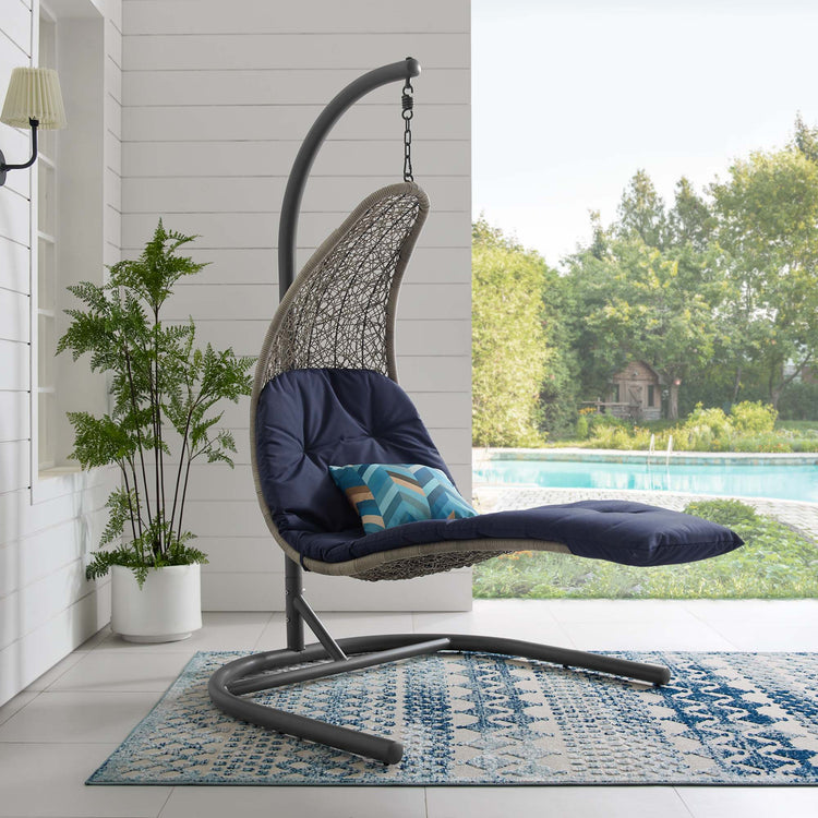 Landscape Hanging Chaise Lounge Outdoor Swing Chair - Light Gray Navy