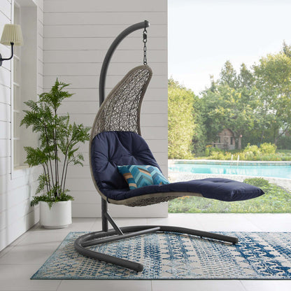 Landscape Hanging Chaise Lounge Outdoor Swing Chair - Light Gray Navy