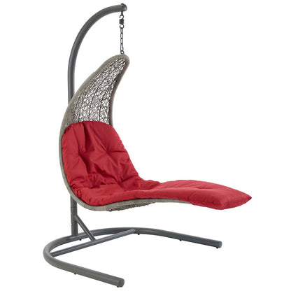Landscape Hanging Chaise Lounge Outdoor Swing Chair - Light Gray Red