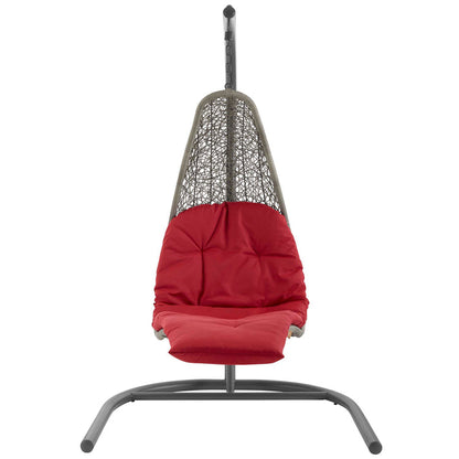 Landscape Hanging Chaise Lounge Outdoor Swing Chair - Light Gray Red