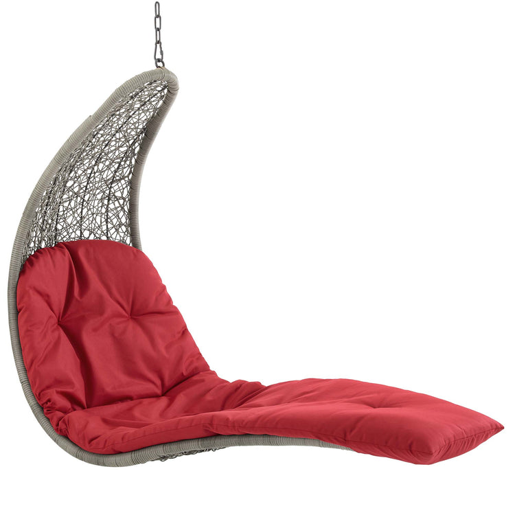Landscape Hanging Chaise Lounge Outdoor Swing Chair - Light Gray Red