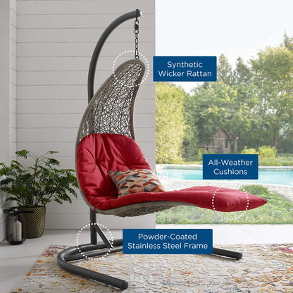 Landscape Hanging Chaise Lounge Outdoor Swing Chair - Light Gray Red
