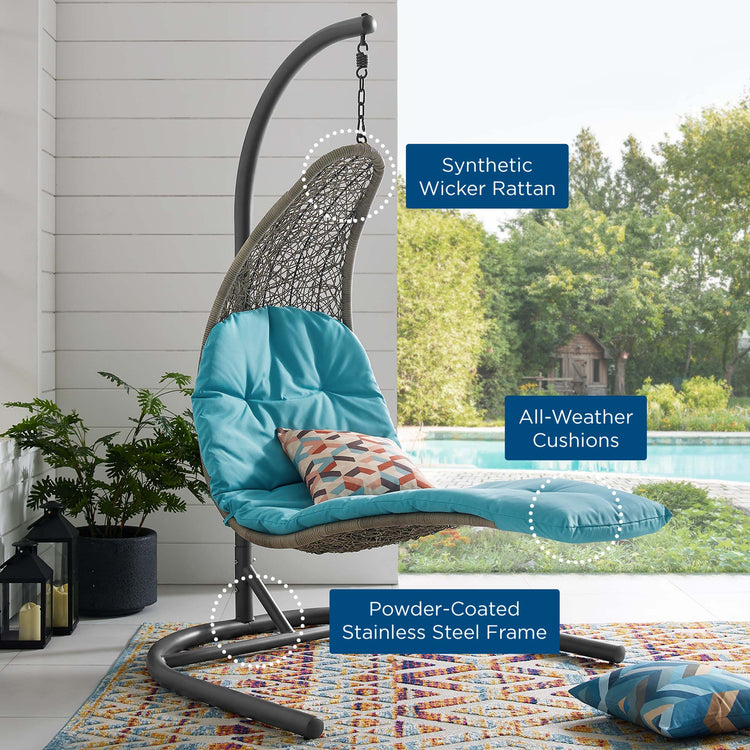 Landscape Hanging Chaise Lounge Outdoor Swing Chair - Light Gray Turquoise