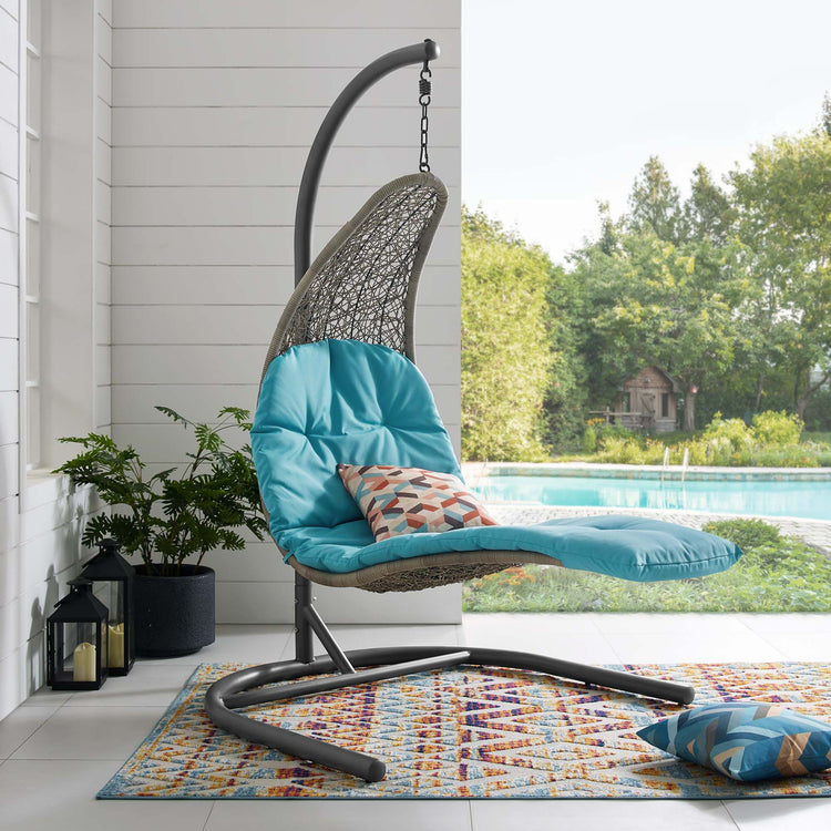 Landscape Hanging Chaise Lounge Outdoor Swing Chair - Light Gray Turquoise