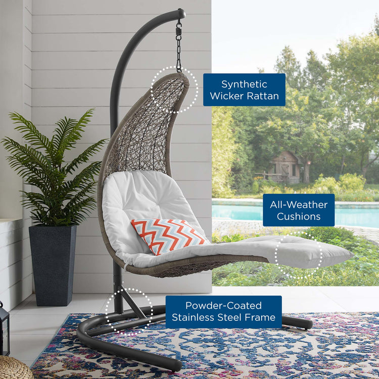 Landscape Hanging Chaise Lounge Outdoor Swing Chair - Light Gray White