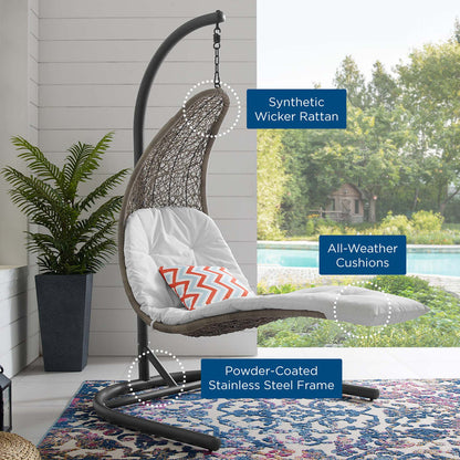 Landscape Hanging Chaise Lounge Outdoor Swing Chair - Light Gray White