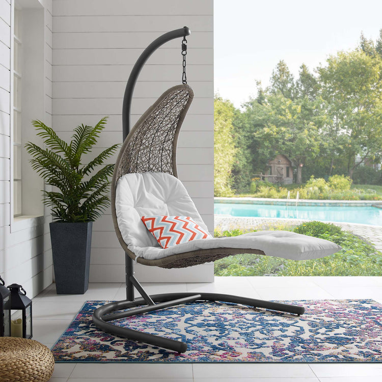 Landscape Hanging Chaise Lounge Outdoor Swing Chair - Light Gray White
