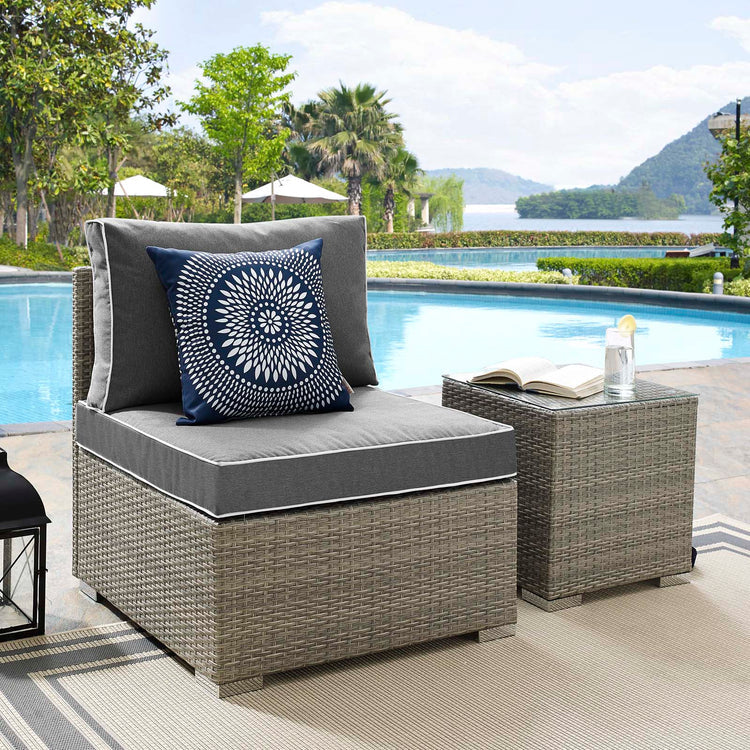 Repose Outdoor Patio Armless Chair - Light Gray Charcoal