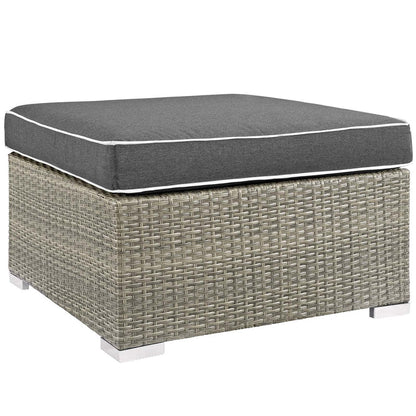 Repose Outdoor Patio Upholstered Fabric Ottoman - Default Title