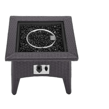 Convene 3 Piece Set Outdoor Patio with Fire Pit - Espresso Red