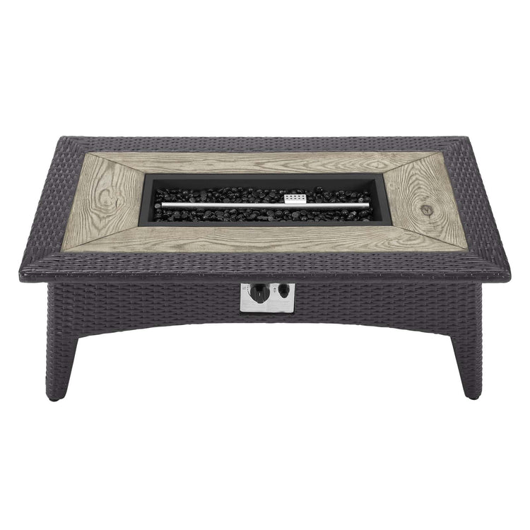Convene 5 Piece Set Outdoor Patio with Fire Pit - Espresso White