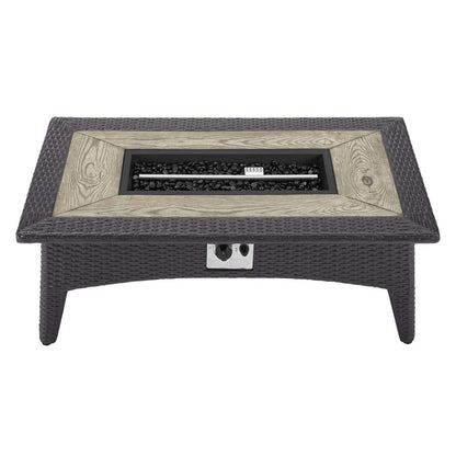 Convene 5 Piece Set Outdoor Patio with Fire Pit - Espresso White