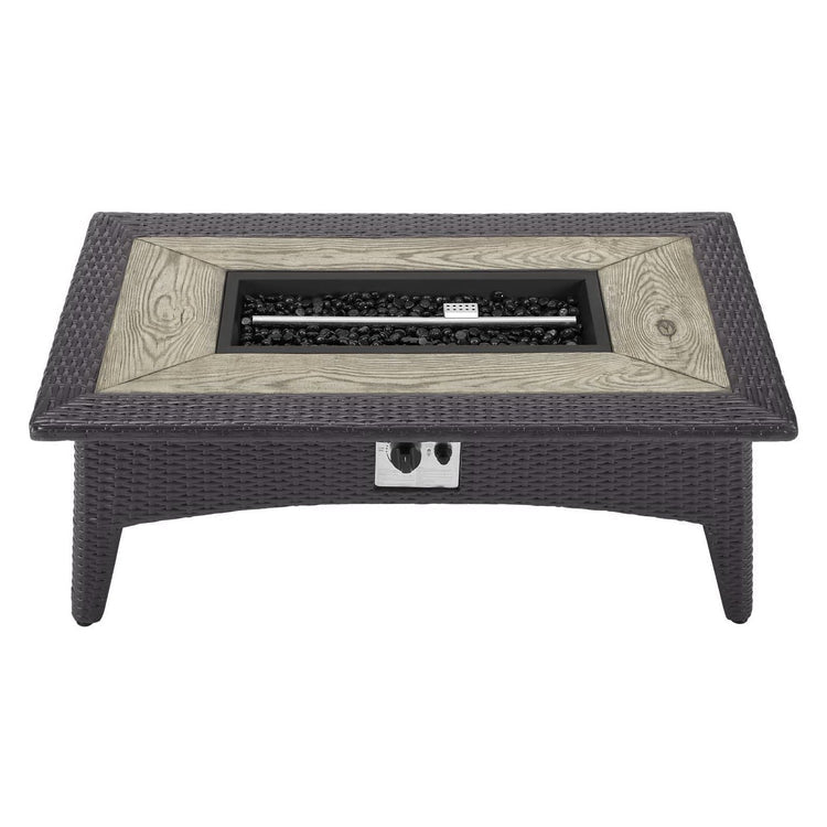 Convene 4 Piece Set Outdoor Patio with Fire Pit - Espresso White