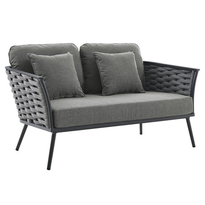 Stance Outdoor Patio Aluminum Loveseat - Gray Charcoal