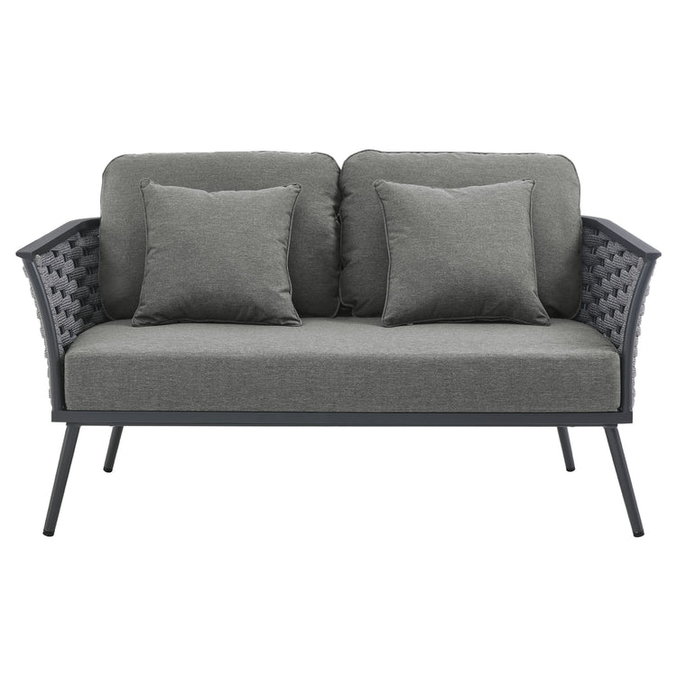Stance Outdoor Patio Aluminum Loveseat - Gray Charcoal